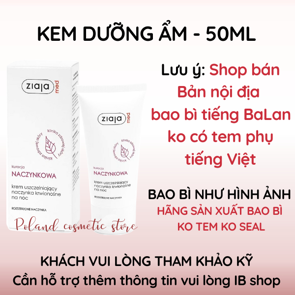 Kem dưỡng Ziaja Med Naczynkowa 50ML Dưỡng Ẩm, Phục Hồi, Giúp Làm Dịu Da, Giảm Kích Ứng