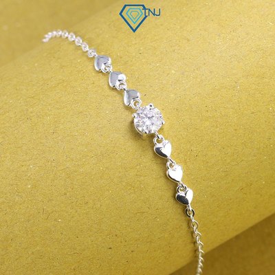 Lắc tay Moissanite bạc nữ 6ly hoạ tiết trái tim kèm thẻ tra cứu đi sự kiện sang trọng LTNM0013 - Trang Sức TNJ