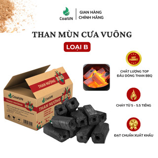  Than Mùn Cưa Vuông Loại B Than Sạch BBQ Không Khói Không Mùi Nhiệt Lượng Tỏa Mạnh + KÈM THAN MỒI 
