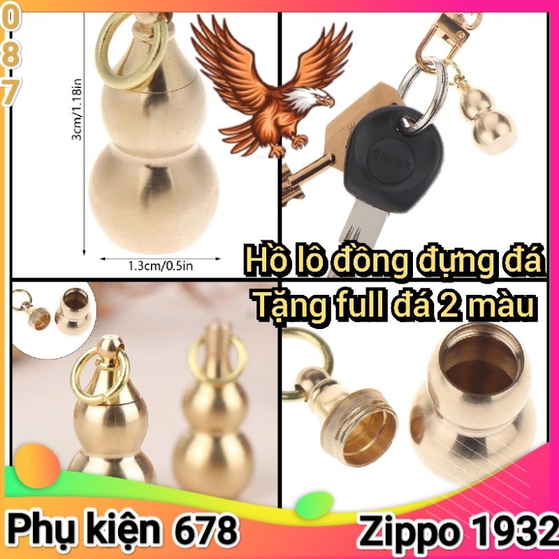 [Phụ kiện Zippo] Hồ lô đồng đựng đá có khoen