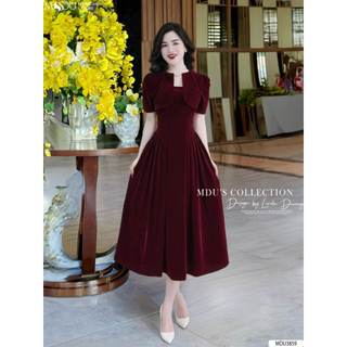Váy Nhung Hàn K49-D2-1 MDU3859 Dáng Váy Xòe Nhẹ Sang Trọng Cùng Gam Màu Đỏ Cuốn Hút Từ MDU