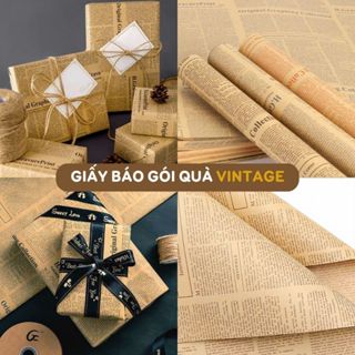 Giấy gói quà vintage giấy báo gói hoa giấy kraft bọc vở bọc quà noel sinh nhật Mono