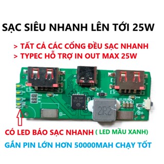 Mạch sạc dự phòng nhanh 18w, 22.5, 25w Type C Micro 1 usb 2 usb