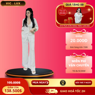 Set bộ nữ sơ mi tay dài chất liệu đũi tơ xước cao cấp đủ size 40-75kg - Đồ bộ LUX Store V04 - L06