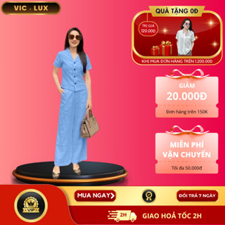 Đồ bộ nữ cổ Vest, quần dài vải đũi tơ xước cao cấp đủ size 40-75kg - Đồ bộ LUX Store V16 - L02