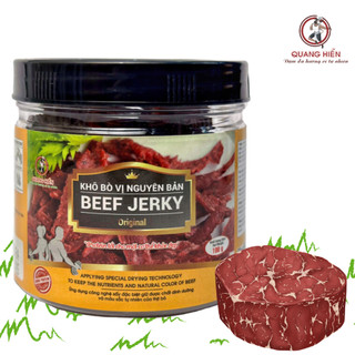 Khô bò nguyên bản beef jerky original Quang Hiển đậm đà hương vị tự nhiên thơm ngon hũ 100gr