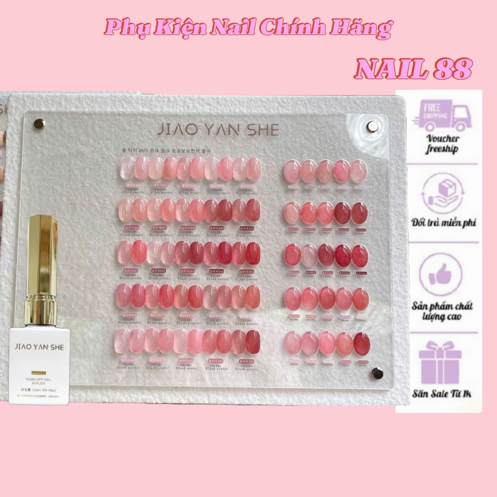 Sét sơn thạch hồng jiao yan she 25 chai kèm bảng, thạch hồng jiao kèm bảng màu