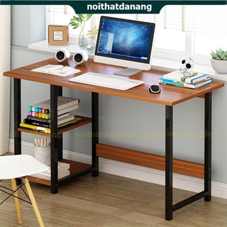  Bàn làm việc khung sắt liền giá sách phù hợp mọi không gian bàn có kệ sách mặt bàn bo góc an toàn gỗ dày 1,5cm 