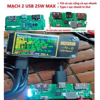 Mạch sạc dự phòng nhanh 18w, 22.5, 25w Type C Micro 1 usb 2 usb