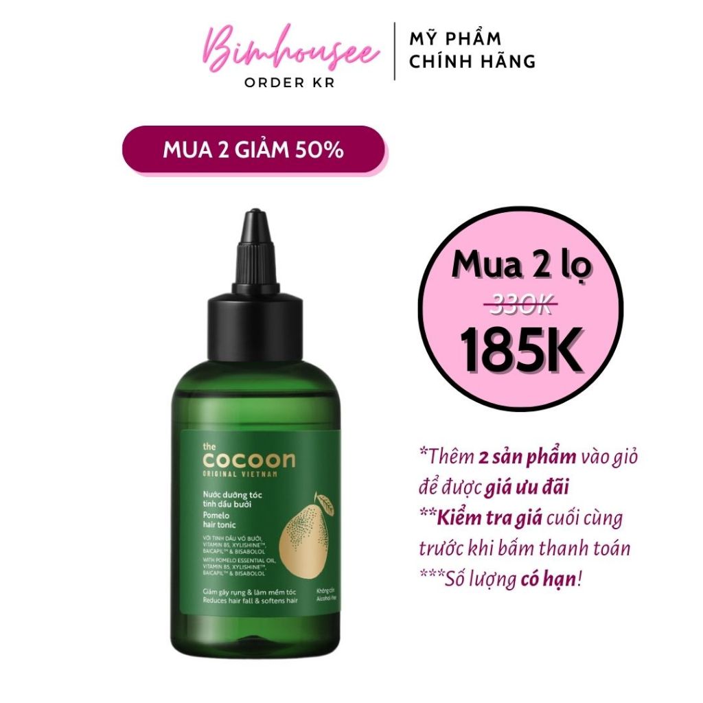  Nước dưỡng tóc tinh dầu bưởi Cocoon xịt dưỡng tóc mọc tóc bưởi giúp tóc mềm mượt giảm gãy rụng 140ml 