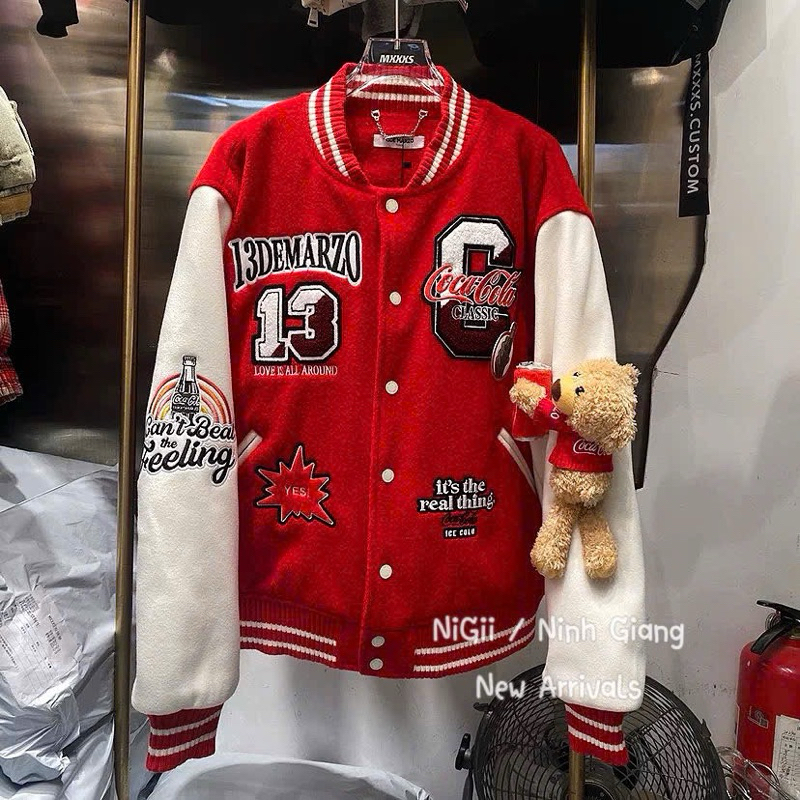 ÁO KHOÁC DẠ BOMBER 13DE MARZO GẤU COCA [HÀNG SẴN]