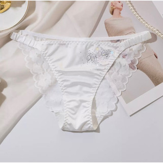  Quần lót nữ satin lụa viền ren dây sườn đính đá chữ PLAYPINk cao cấp .. 