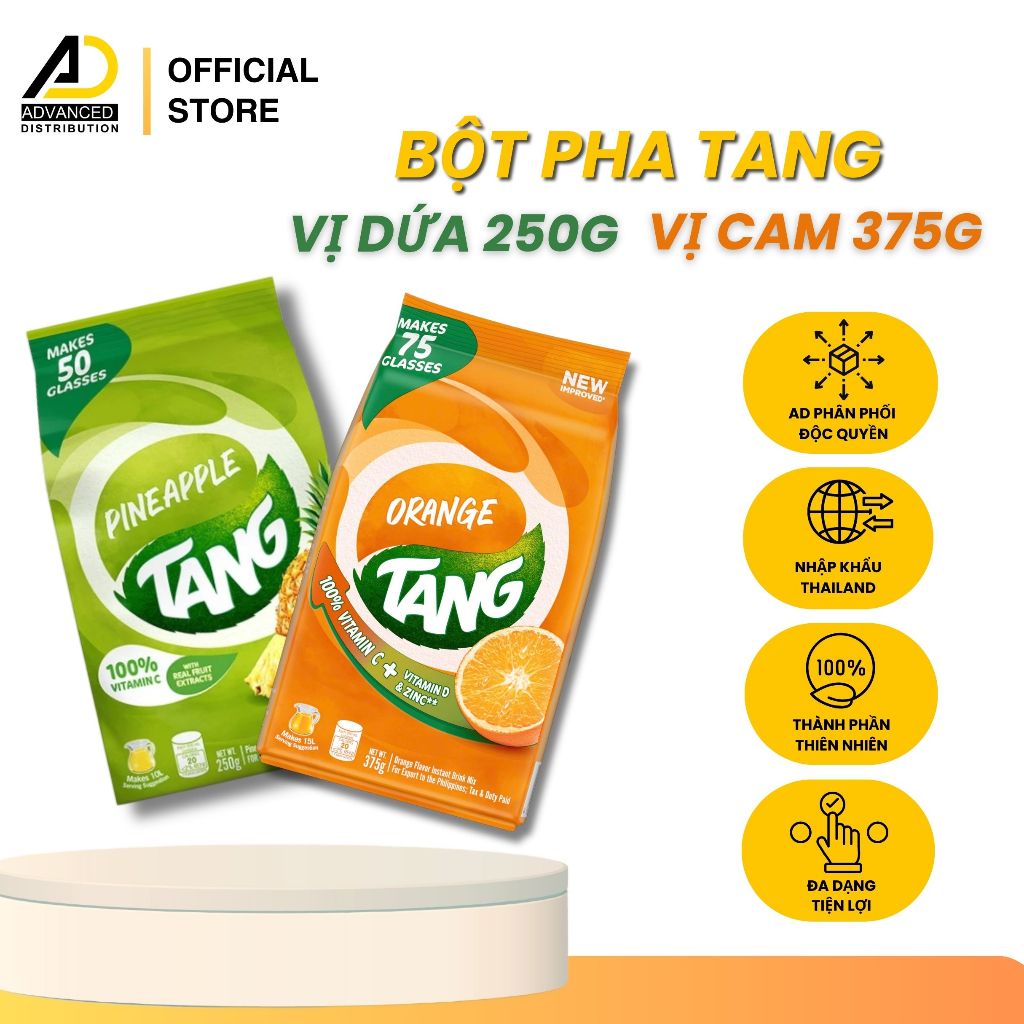 BỘT PHA TANG THÁI LAN Thơm ngon, Tiện dụng - VỊ DỨA 250G - VỊ CAM 375G