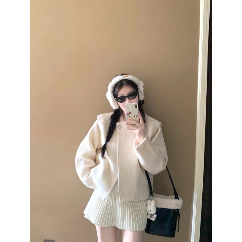 Áo khoác dạ trắng HANNIE