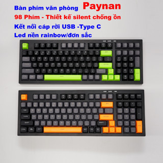 Bàn phím văn phòng Paynan silent chống ồn 98 phím led nền đơn sắc - rainbow keycap mix nhiều màu sắc