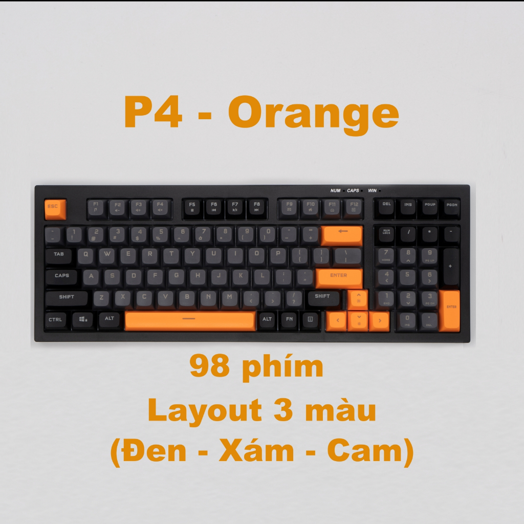 Bàn phím văn phòng Paynan silent chống ồn 98 phím led nền đơn sắc - rainbow keycap mix nhiều màu sắc | BigBuy360 - bigbuy360.vn