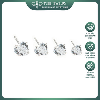 Khuyên tai bạc nữ TLEE nụ đá tim xinh xắn TLEE JEWELRY B0243