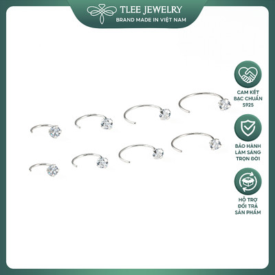 Khuyên tai bạc TLEE nụ đá dáng móc câu unisex TLEE JEWELRY B0241