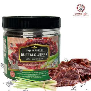 Khô trâu vị sả buffalo jerky lemongrass Quang Hiển đậm đà hương vị tự nhiên đồ ăn vặt ngon hũ 100gr
