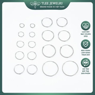 Khuyên tai bạc TLEE tròn trơn nhiều size có chốt basic B0278