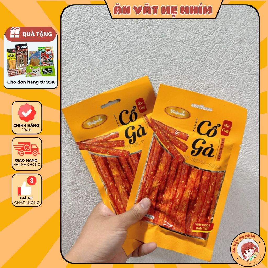 Snack Cổ gà xé cay Vinfoods (gói 60g) thơm cay hấp dẫn, đồ ăn vặt cổng trường hot nhất