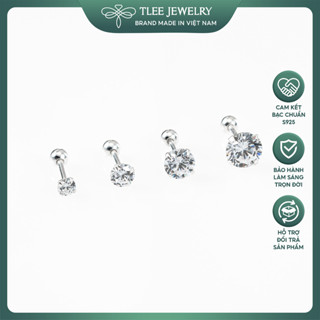 Bông tai bạc TLEE nam nữ nụ đá 925 chốt ren vặn nhiều size cá tính TLEE JEWELRY B0338