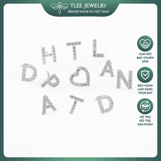 Khuyên tai bạc TLEE chữ cái nạm đá xinh xắn TLEE JEWELRY B0295