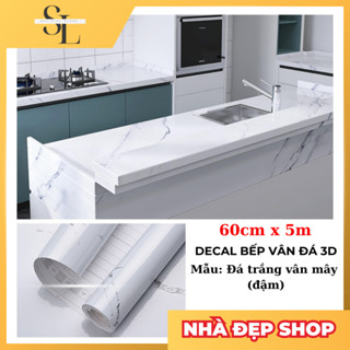 Giấy dán bếp vân đá 3D  - Decal bếp chống dầu mỡ, giấy dán bếp giả vân đá chịu nhiệt, chống thấm nướt, decor bếp đẹp