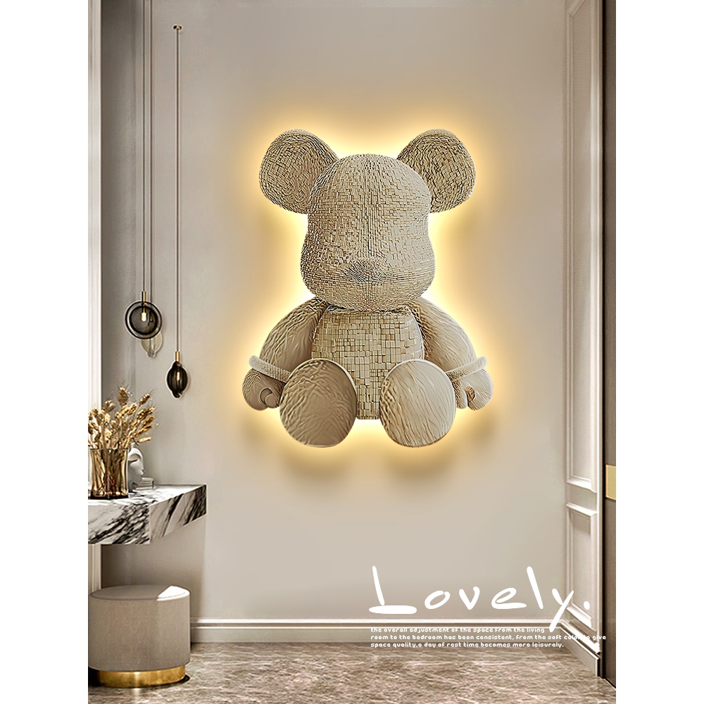 [TRANH TRÁNG GƯƠNG ĐÈN LED CAO CẤP BEARBRICK TRẮNG] Treo Phòng Ngủ, Phòng Khách,..