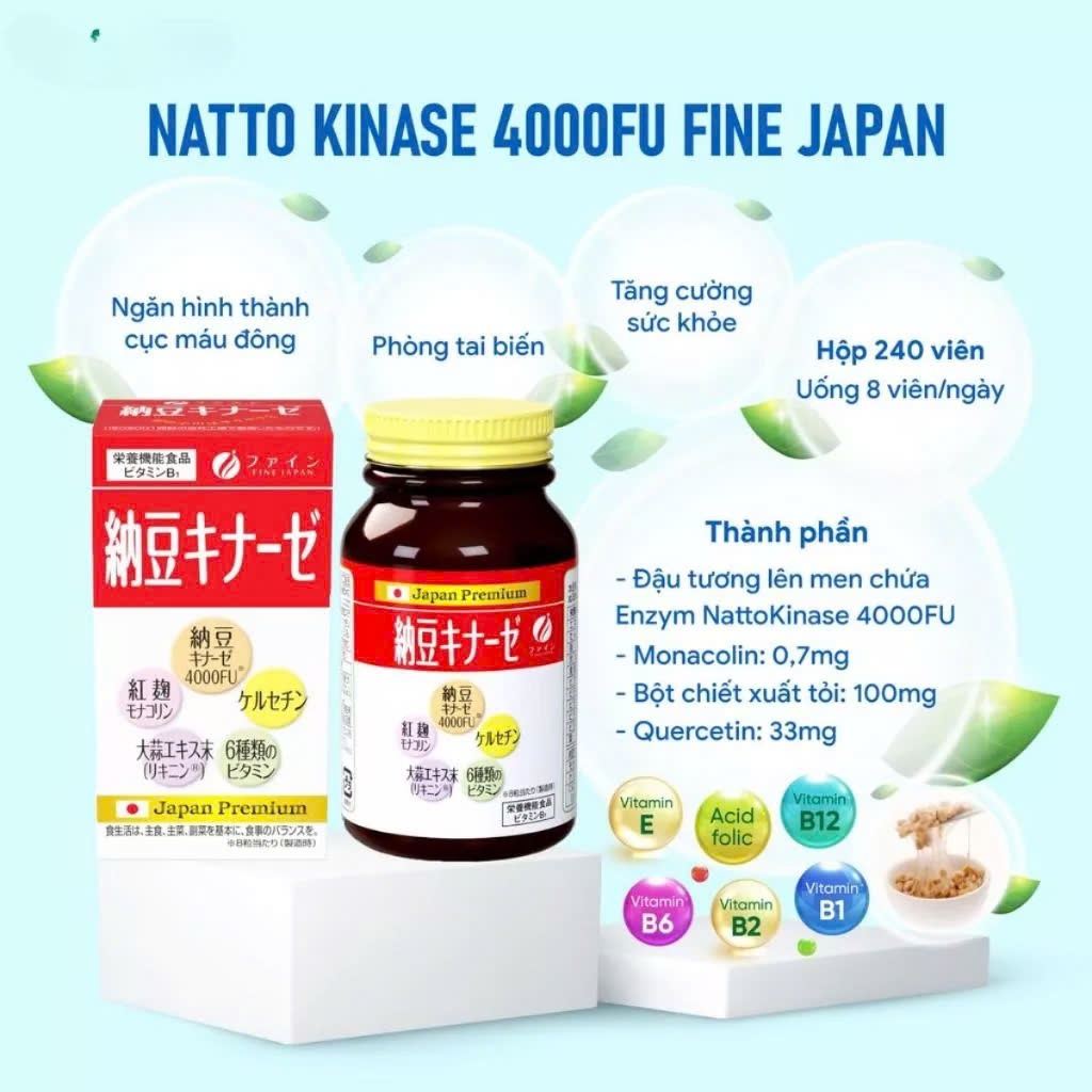 Viên uống hỗ trợ điều trị tai biến Nattokinase 4000 FU Fine Japan 240 viên