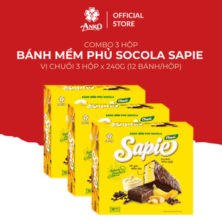 Bánh Socola Sapie Vị Chuối Anko Việt Nam, Combo 3 Hộp 240g