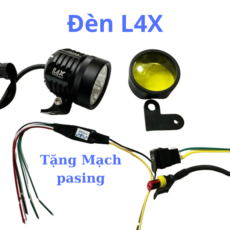 Đèn L4x  + Mạch Passing + Công Tắc Passing + Len vàng + Bass L  (kèm giấy hướng dẫn câu điện)
