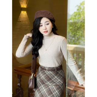  Áo len nữ Evalover mã 68206 thiết kể cổ 3p phối dây xích U chất len mềm co giãn 4 chiều 