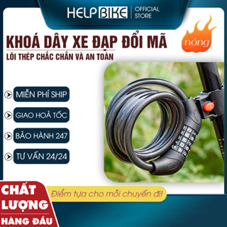 Khoá xe đạp thể thao 5 SỐ, Dài 1 Mét, Lõi Thép To, Cài Khung Xe, Thay Đổi Mật Khẩu K5SDM