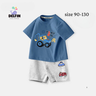  Sét bé trai đồ bộ thun bé trai in hình Delfinkid House bộ thun bé trai đi học mặc nhà siêu cưng vải cotton 100% 4c 