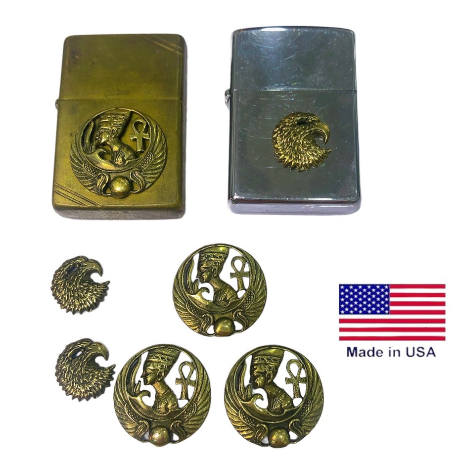 Eblem Zippo Mỹ chủ đề Ai cập và Chim Ưng, Chuẩn Zin Solid Brass đồng thau nguyên chất