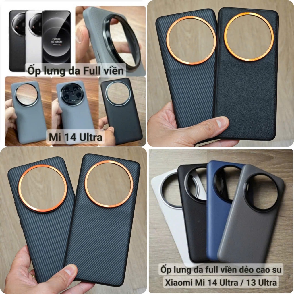 Ốp lưng da Full viền cao su TPU Xiaomi Mi 15 Ultra / 14 Ultra / Mi 13 Ultra