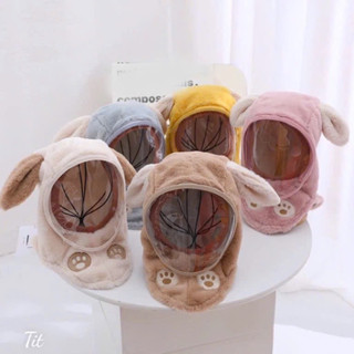 Mũ Len Lông Cừu Trùm Đầu Kèm Kính Chắn Gió Chống Bụi Bảo Vệ Bé , Nón Len Mềm Mịn 2in1 Cho Bé