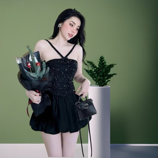 Sét Áo Yếm Dạ Hoa Ngực Chân Váy tơ Siêu Xinh ( Hoả Tốc) CC039