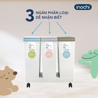 Thùng rác phân loại Hiro 3 ngăn Dùng để đựng và phân loại rác trong gia đình, văn phòng, nhà hàng