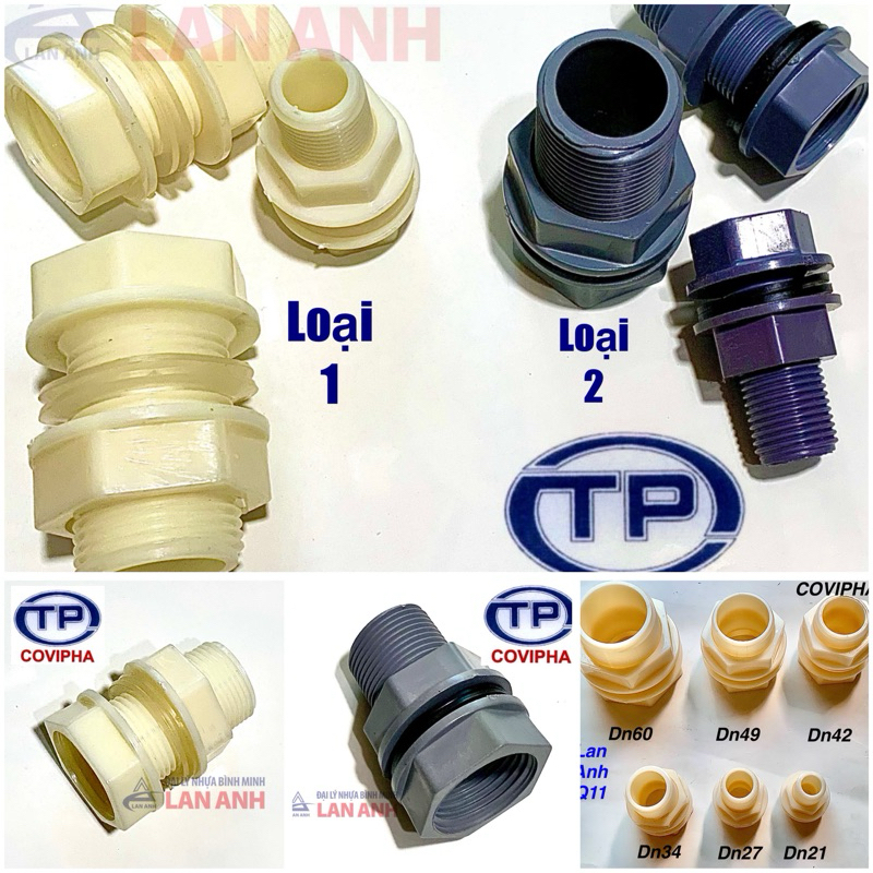 Ép Thùng Phuy- Ốc Ép Phuy Bồn Nước Nhựa COVIPHA Size 21 Đến 60.