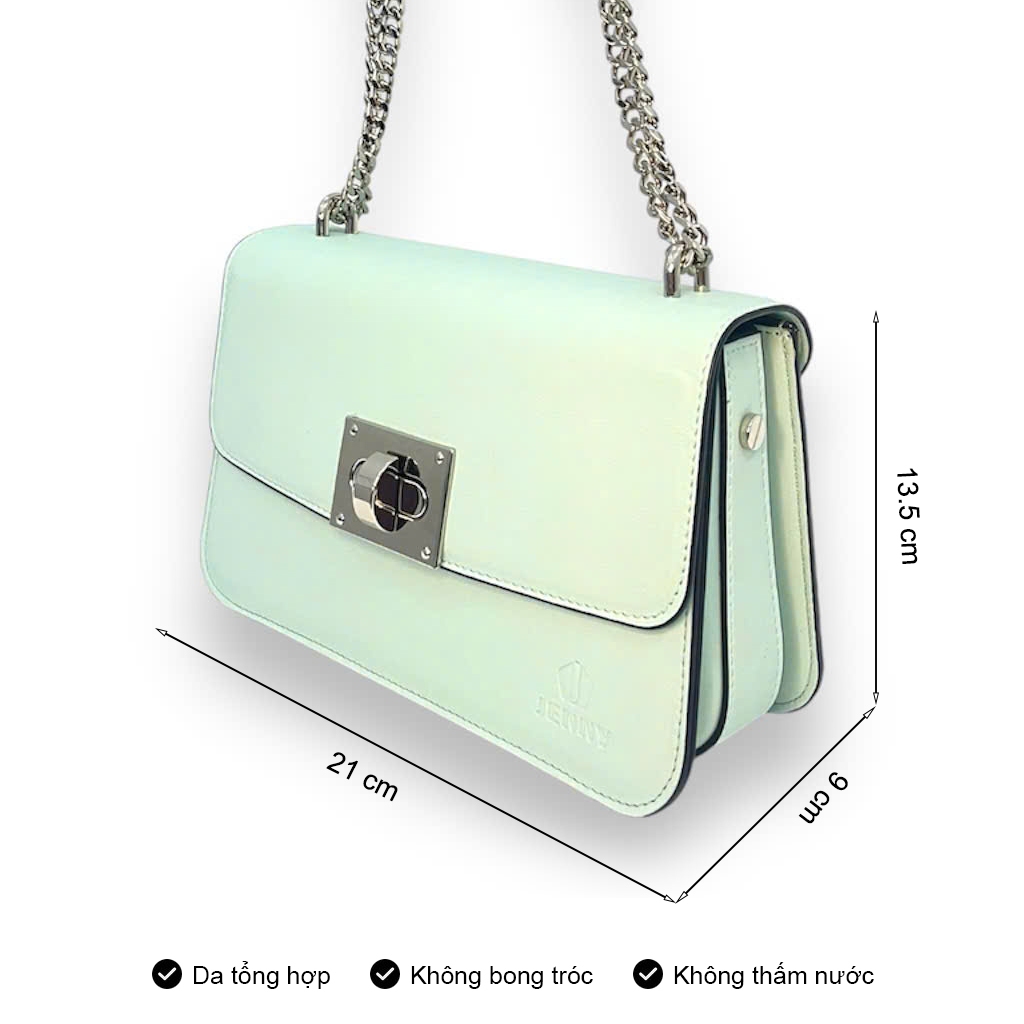 Túi xách da Jenny J152 đeo chéo nữ phối dây xích thời trang chính hãng