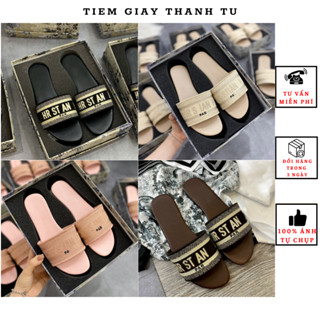 (2123)Dép lê nữ super cao cấp full box, dép nữ đế bệt hot HỘP XANH