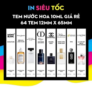  64 Tem nhãn dán nước hoa chiết 10ml giá rẻ sẵn tất cả các mùi 