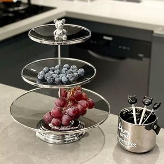 Khay 3 tầng thủy tinh đựng hoa quả, bánh kẹo, mứt Tết sang trọng