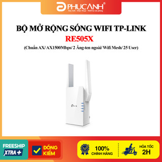 Bộ mở rộng sóng wifi TP-Link RE505X (Chuẩn AX/ AX1500Mbps/ 2 Ăng-ten ngoài/ Wifi Mesh/ 25 User)