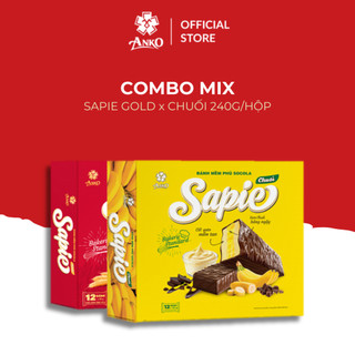 Bánh Mềm Phủ Socola Sapie Vị Gold & Chuối Anko Việt Nam, Combo 2 Hộp x 240g