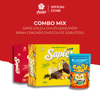 Bánh Socola Sapie Vị Gold, Chuối & Bánh Cracker Chocolate Sobi, Combo 2 Hộp x 240g Và 1 Túi x 170g
