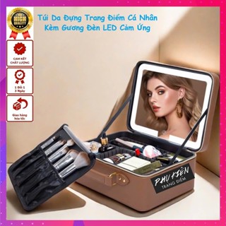 Cốp - Túi Da Đựng Mỹ Phẩm Trang Điểm Cá Nhân Kèm Gương LED Cảm Ứng - Hộp Trang Điểm Du Lịch Cầm Tay Nhỏ Gọn - PD12