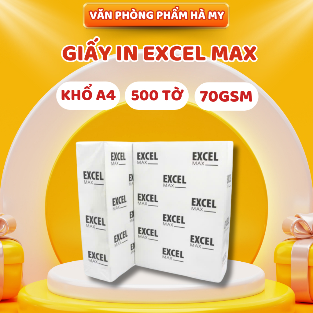 1 Ream 500 Tờ Giấy in A4 Excel Max 70gsm/80gsm Thông Dụng Cho Văn Phòng